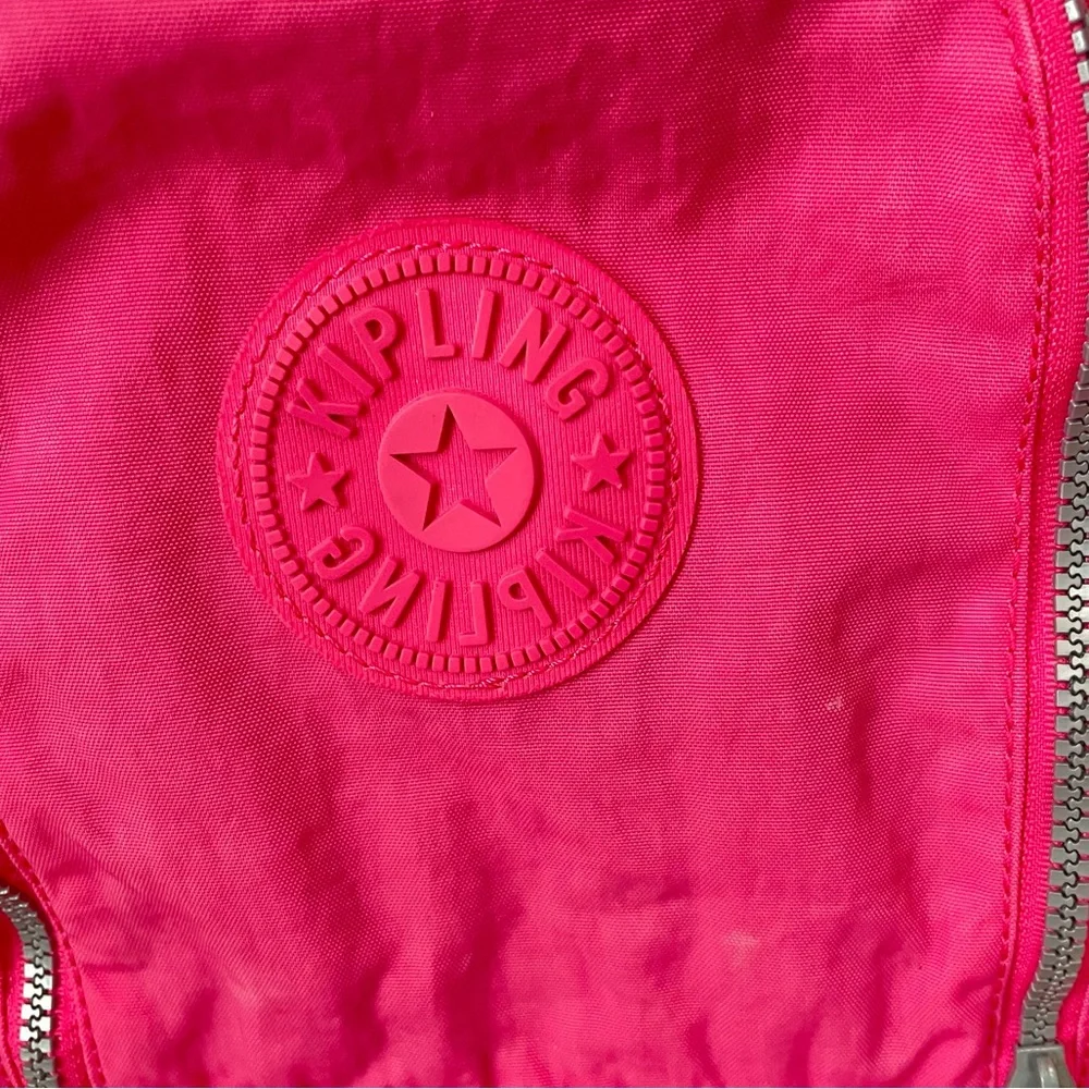 Kipling Trent Backpack Hydrangea Neon Pink Nylon Travel School Bag